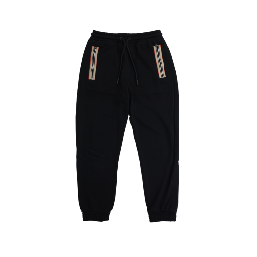 ITQ8WIJCEJ4M Burberry Icon Stripe Detail Cotton Jogging Pants in Black