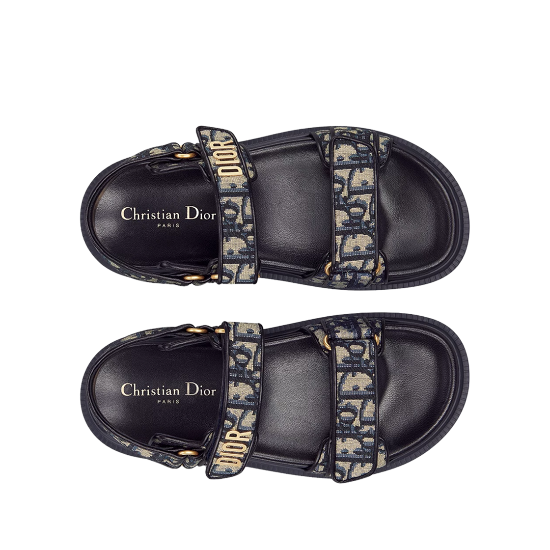 (W) 디올 디올액트 코튼 자수 샌들 딥 블루 오블리크 모티프((W) Dior Dioract Cotton Embroidered Sandal Deep Blue Oblique Motif) - 2