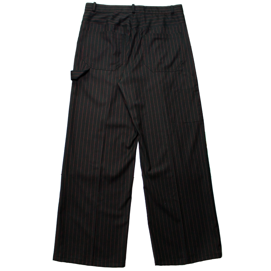 산시 맨즈 와이드 레그 카펜터 트라우저 레드 핀스트라이프(SANSI Men's Wide Leg Carpenter Trousers Red Pinstripes) - 2