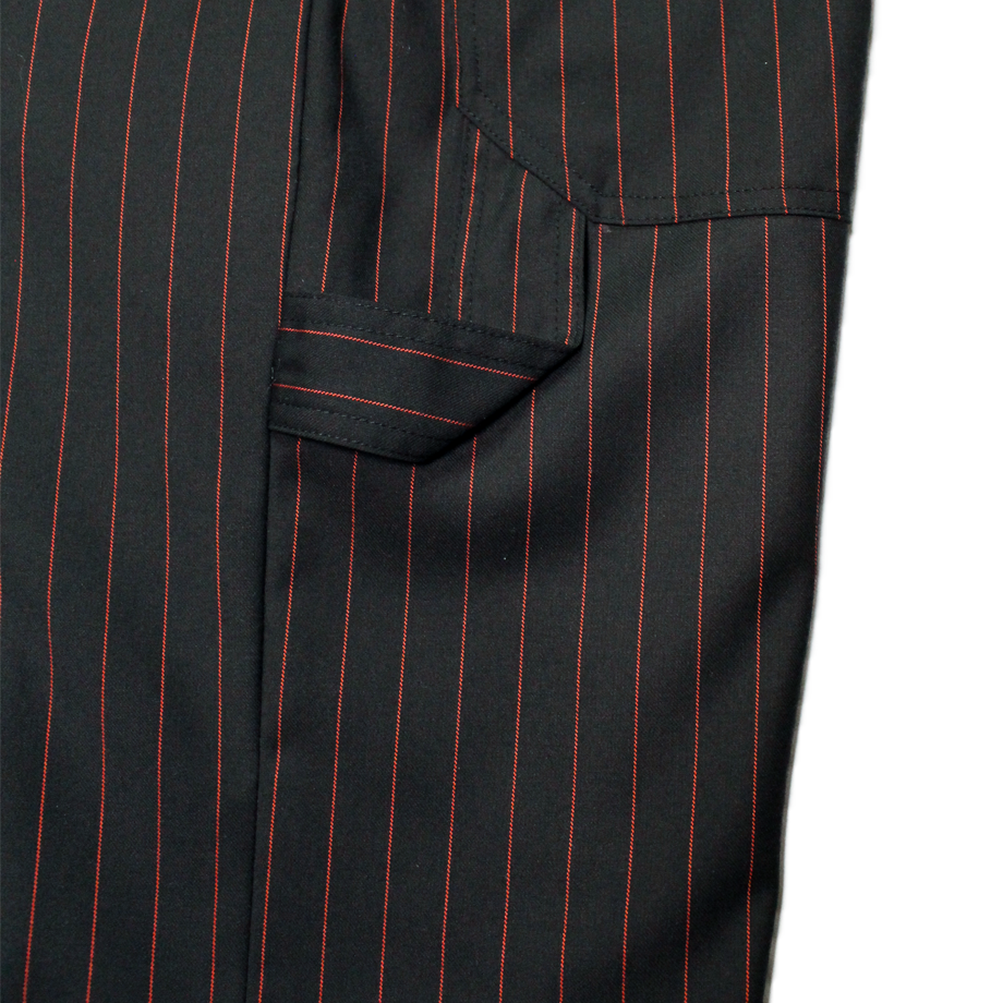 산시 맨즈 와이드 레그 카펜터 트라우저 레드 핀스트라이프(SANSI Men's Wide Leg Carpenter Trousers Red Pinstripes) - 4