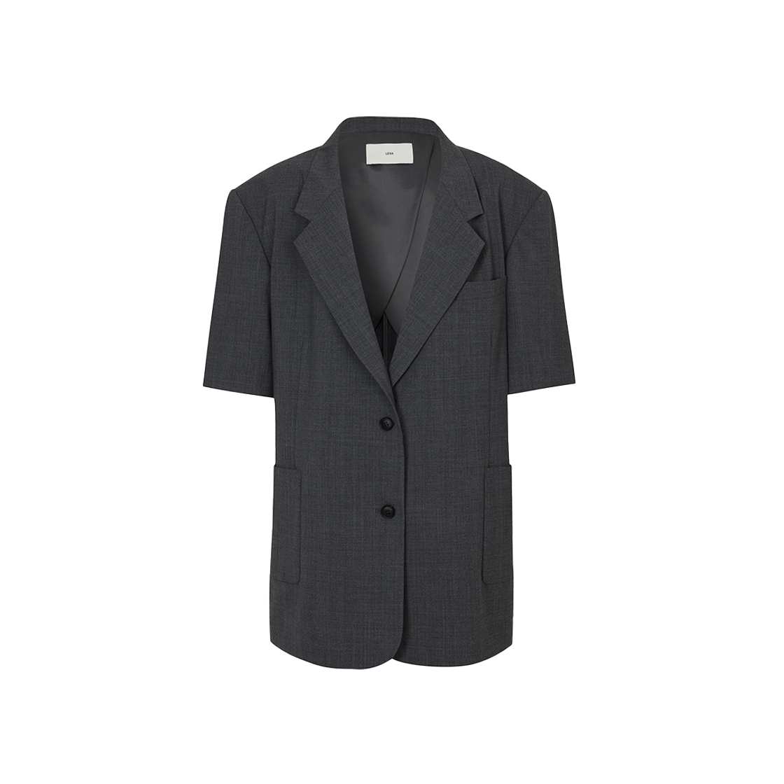 DQ2WJ002 LEHA Women Harvey Oversized Short Sleeve Blazer Dark Grey