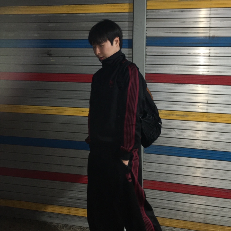 Needles x TW Track Jacket Black Red, Needles x TW H.D. Track Pants Black Red 착용 스타일
