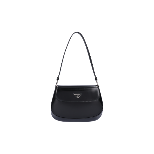 ITDRH7K6JPA5 Prada Cleo Brushed Leather Shoulder Bag with Flap in Black