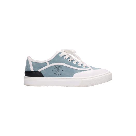 ITPKHIRPLPIO Hermes Get Sneakers in Leather and Suede, Vert D'eau and Blanc, Size 36.5