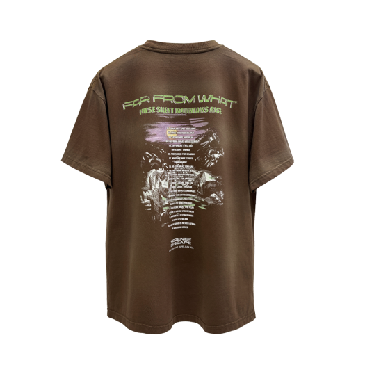 25028-1111-011-BR Farfromwhat Far Washed Midnight T-Shirts_Brown