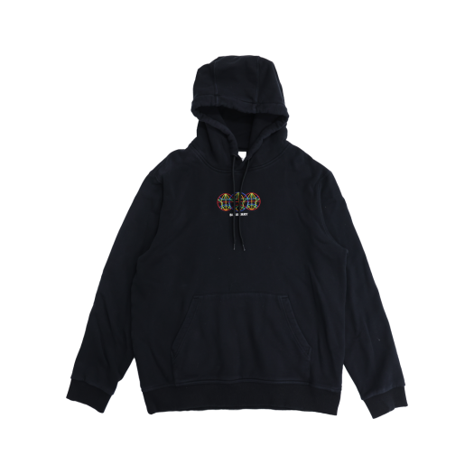 IT7HFE58CNDA Burberry Globe Graphic Star Logo Embroidered Hoodie in Black