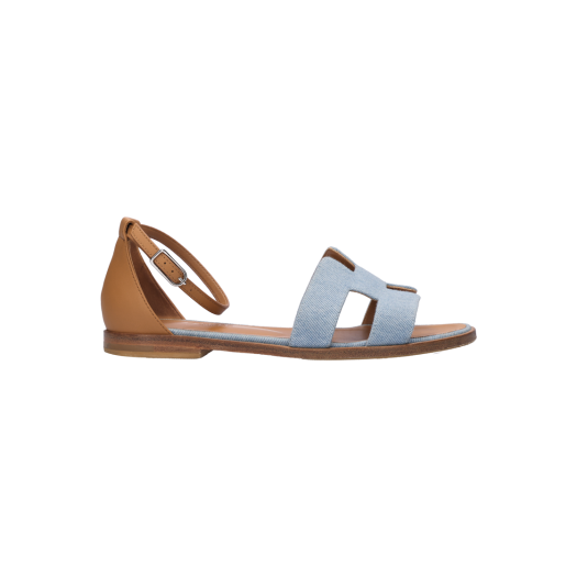 ITVSK9JB4WCK Hermes Santorini Sandals in Denim, Size 37