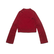 Don't Ask My Plan Cut Out Knit Crop Top - Red