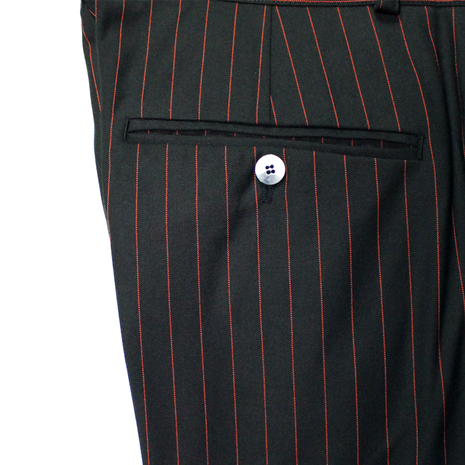 산시 와이드 레그 버뮤다 쇼츠 레드 핀스트라이프(SANSI Wide Leg Bermuda Shorts Red Pinstripes) - 4