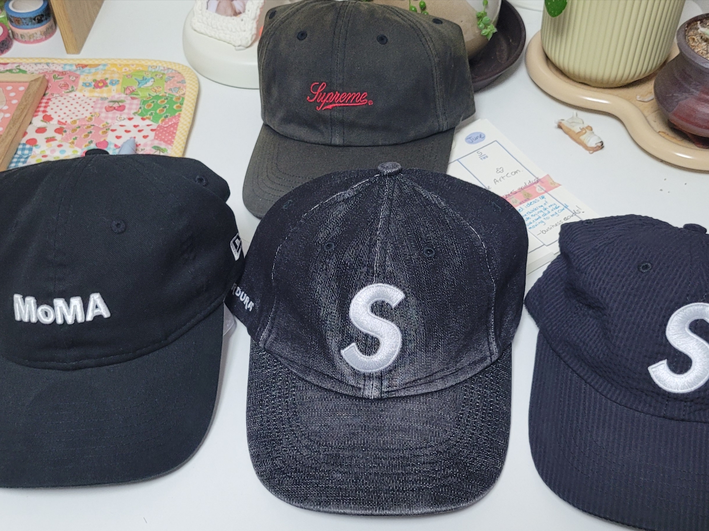 Supreme Cordura Denim S Logo 6-Panel Black - 25SS 착용 스타일 - 2
