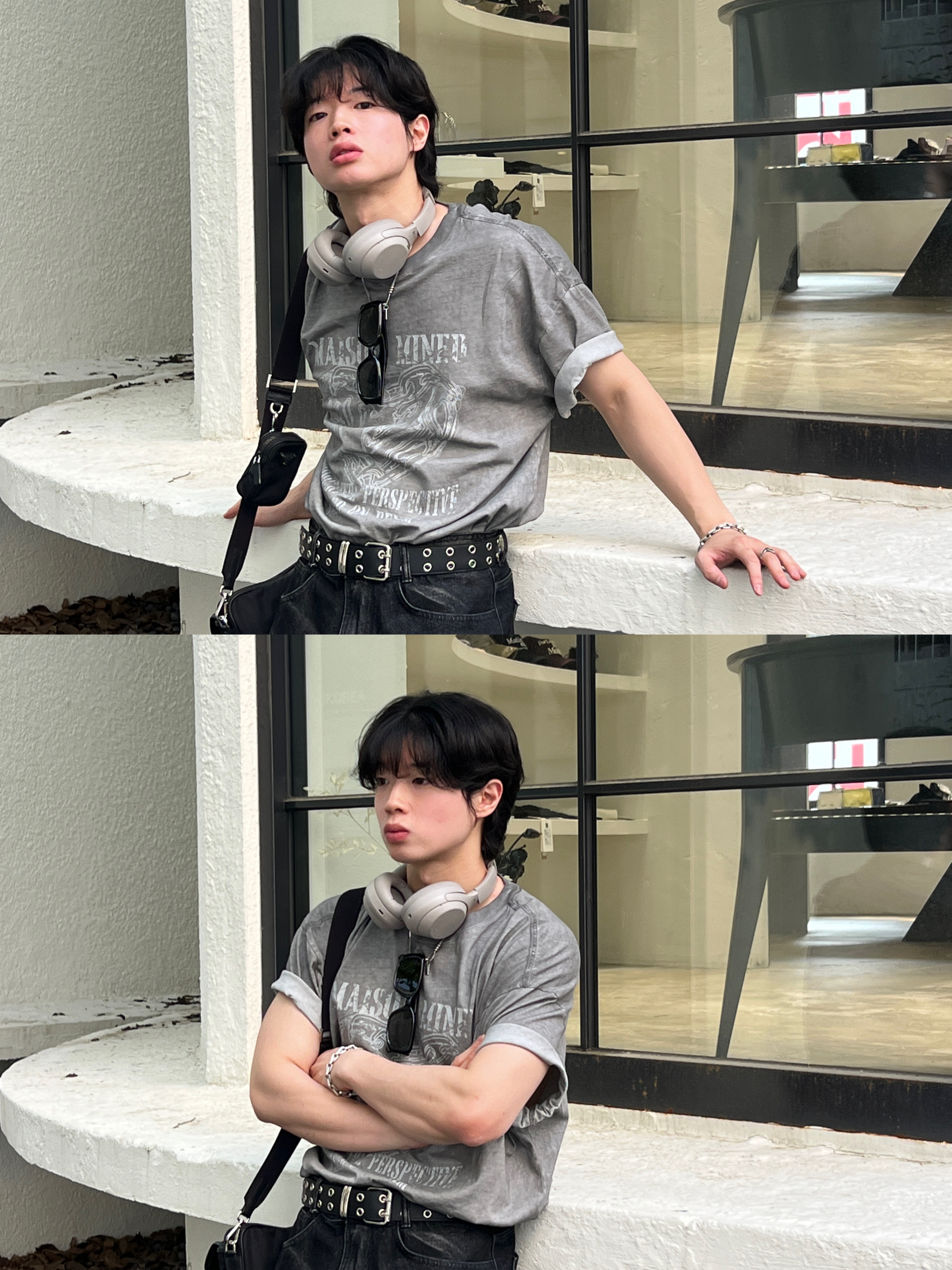 Gentle Monster x Maison Margiela MM106 Leather Black Black, Converse x Drkshdw DBL Drkstar Overdye Chuck 70 Hi Concrete ์ฐฉ์ฉ ์คํ์ผ - 1