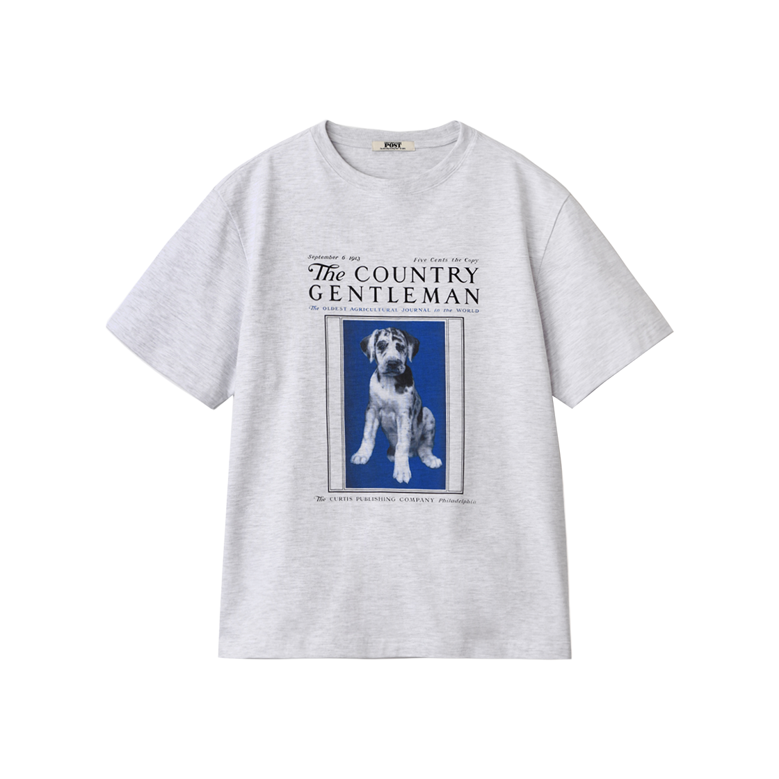 더 새터데이 이브닝 포스트 블루 퍼피 그래픽 티셔츠 라이트그레이(The Saturday Evening Post Blue Puppy Graphic T-Shirt Light Gray) - 1