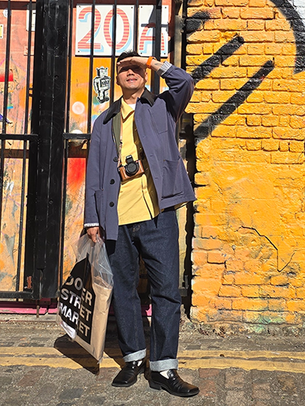 Hongwoosung Embroidery Flower Shirt Yellow, Hongwoosung Bio Washing Leather Collar Workwear Jacket Navy 착용 스타일