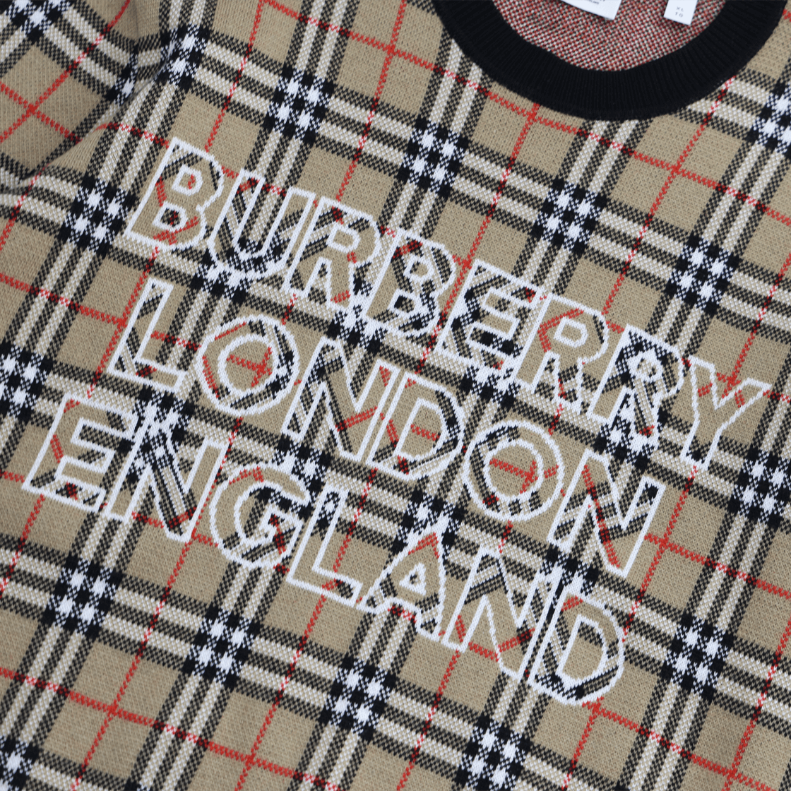 ITR9UHSHRKSP Burberry Vintage Check Knit in Brown Wool - #3
