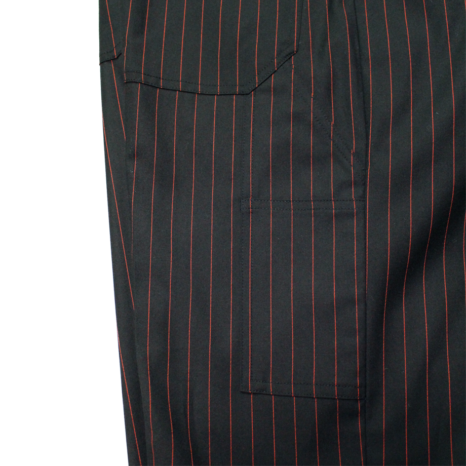 산시 맨즈 와이드 레그 카펜터 트라우저 레드 핀스트라이프(SANSI Men's Wide Leg Carpenter Trousers Red Pinstripes) - 3