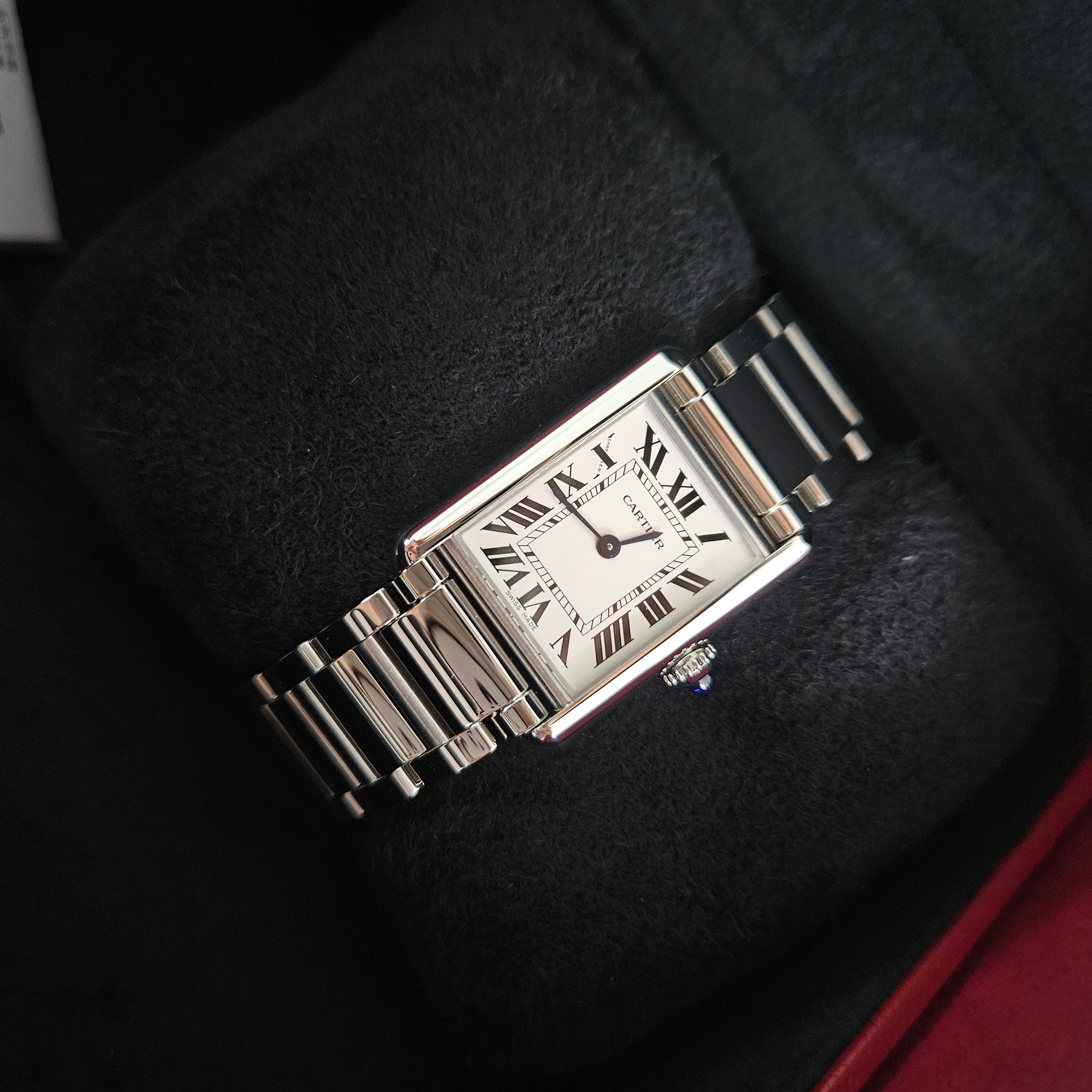 Cartier Tank Must Watch Small Quartz Steel Bracelet Steel 착용 스타일 - 1