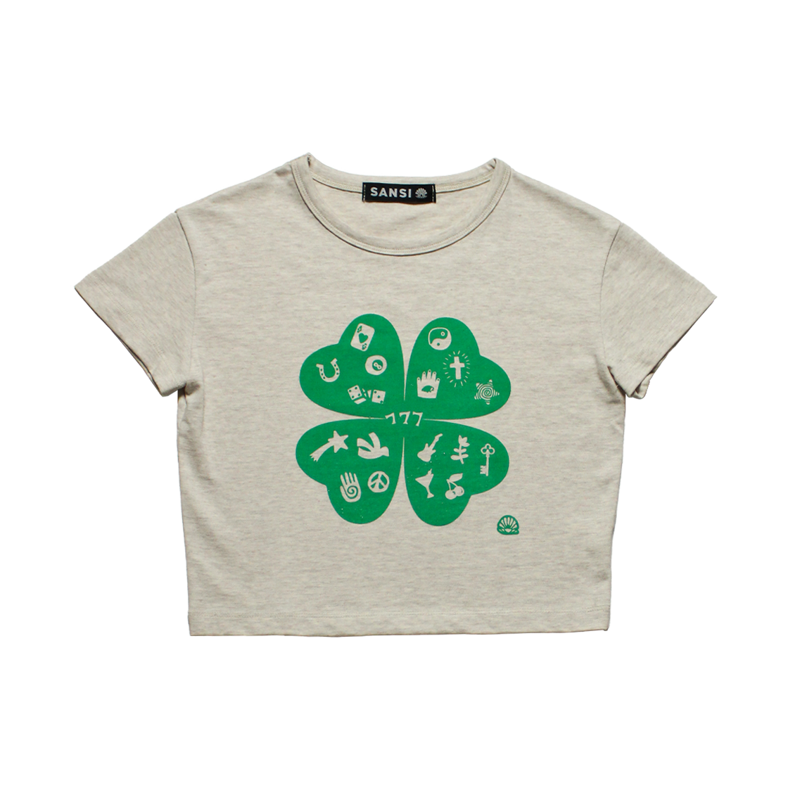 산시 럭키클로버 티셔츠 스몰 멜란지(SANSI Lucky Clover T-Shirts S Melange)