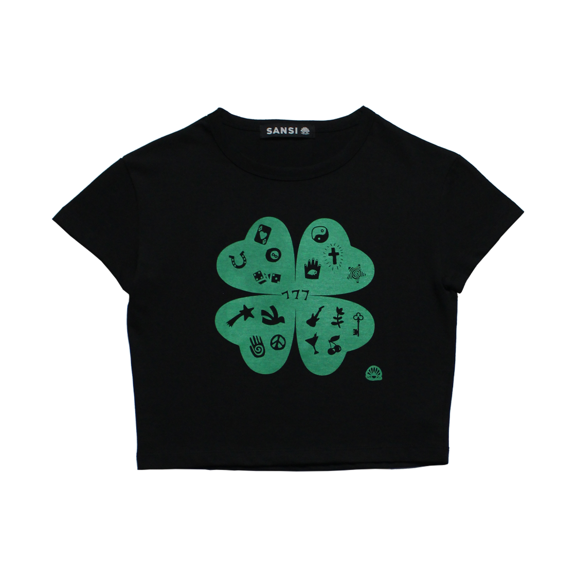 산시 럭키클로버 티셔츠 스몰 블랙(SANSI Lucky Clover T-Shirts S Black)