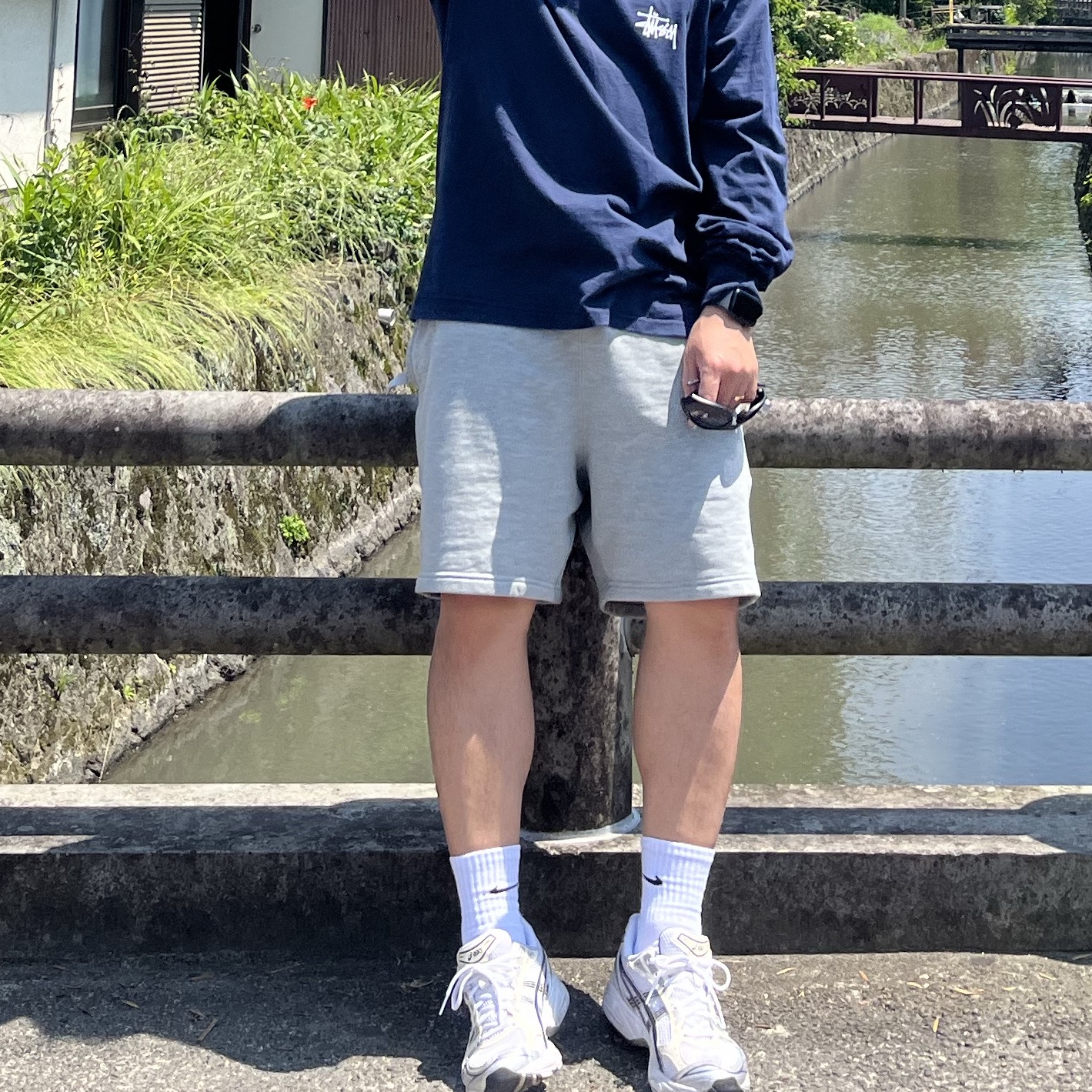 (W) Asics Gel-Kayano 14 White Midnight, Stussy Basic Stussy LS T-Shirt Navy 2024 착용 스타일