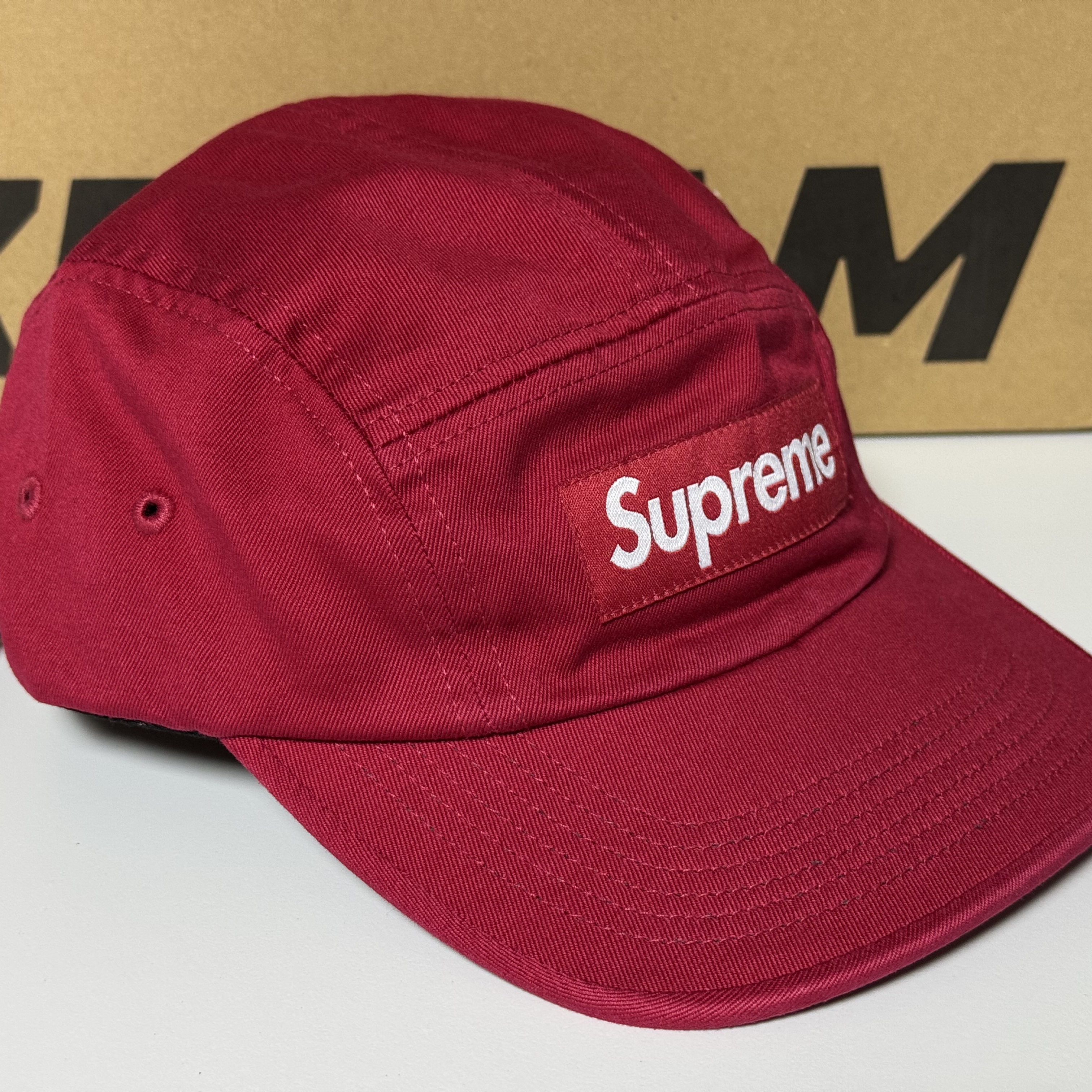 Supreme Washed Chino Twill Camp Cap Red - 25SS 착용 스타일 - 2