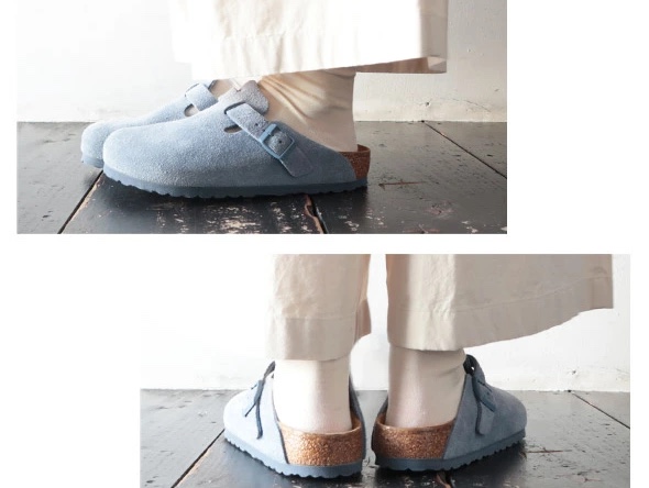 Birkenstock Boston BS Suede Leather Elemental Blue - Regular 착용 스타일 - 2