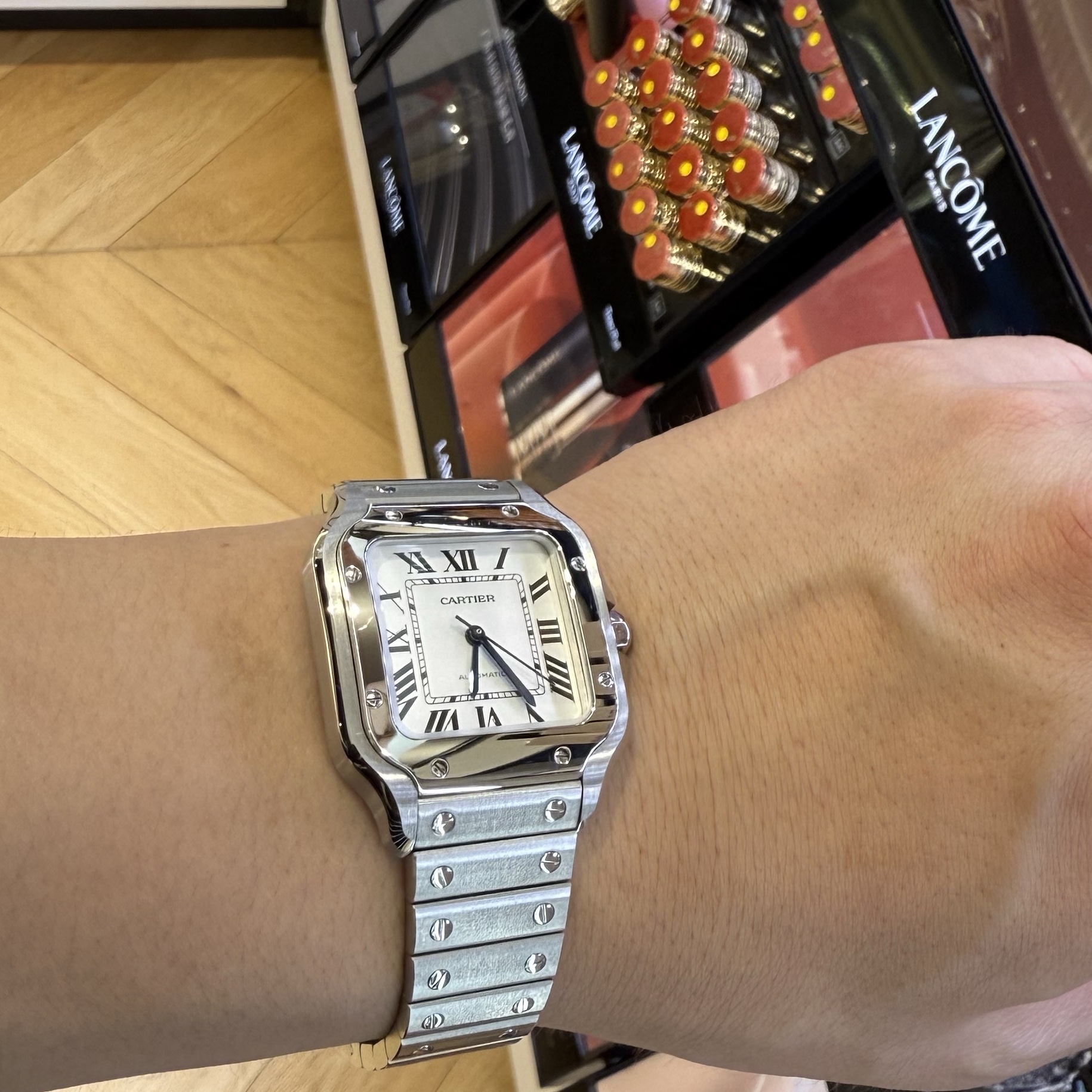 Cartier Tank Must Watch Large Quartz Steel Bracelet Steel 착용 스타일 - 1