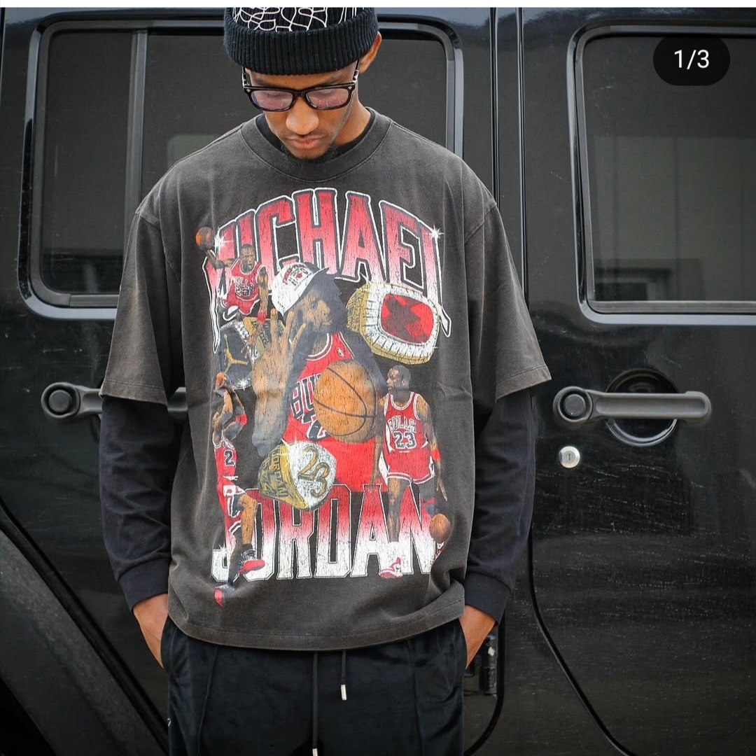 Jordan Flight Essentials Oversized T-Shirt Black Varsity Red - Asia 착용 스타일