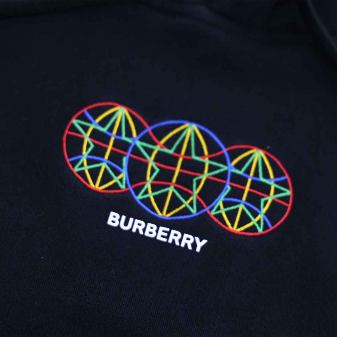 IT7HFE58CNDA Burberry Globe Graphic Star Logo Embroidered Hoodie in Black - #3