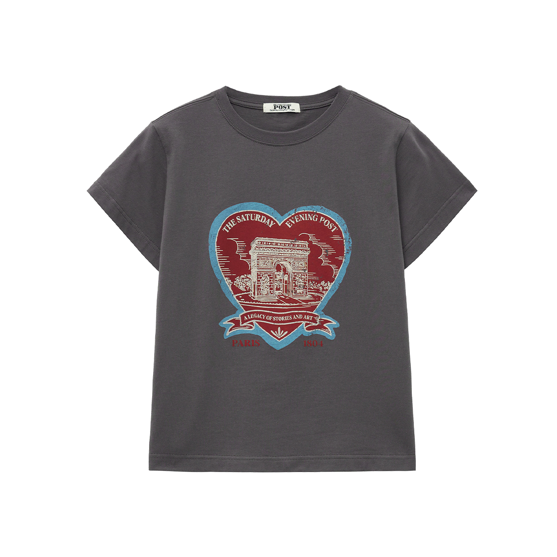 SFM1SS208ACH The Saturday Evening Post Arch Heart T-Shirt_Charcoal - 대표 이미지 #1
