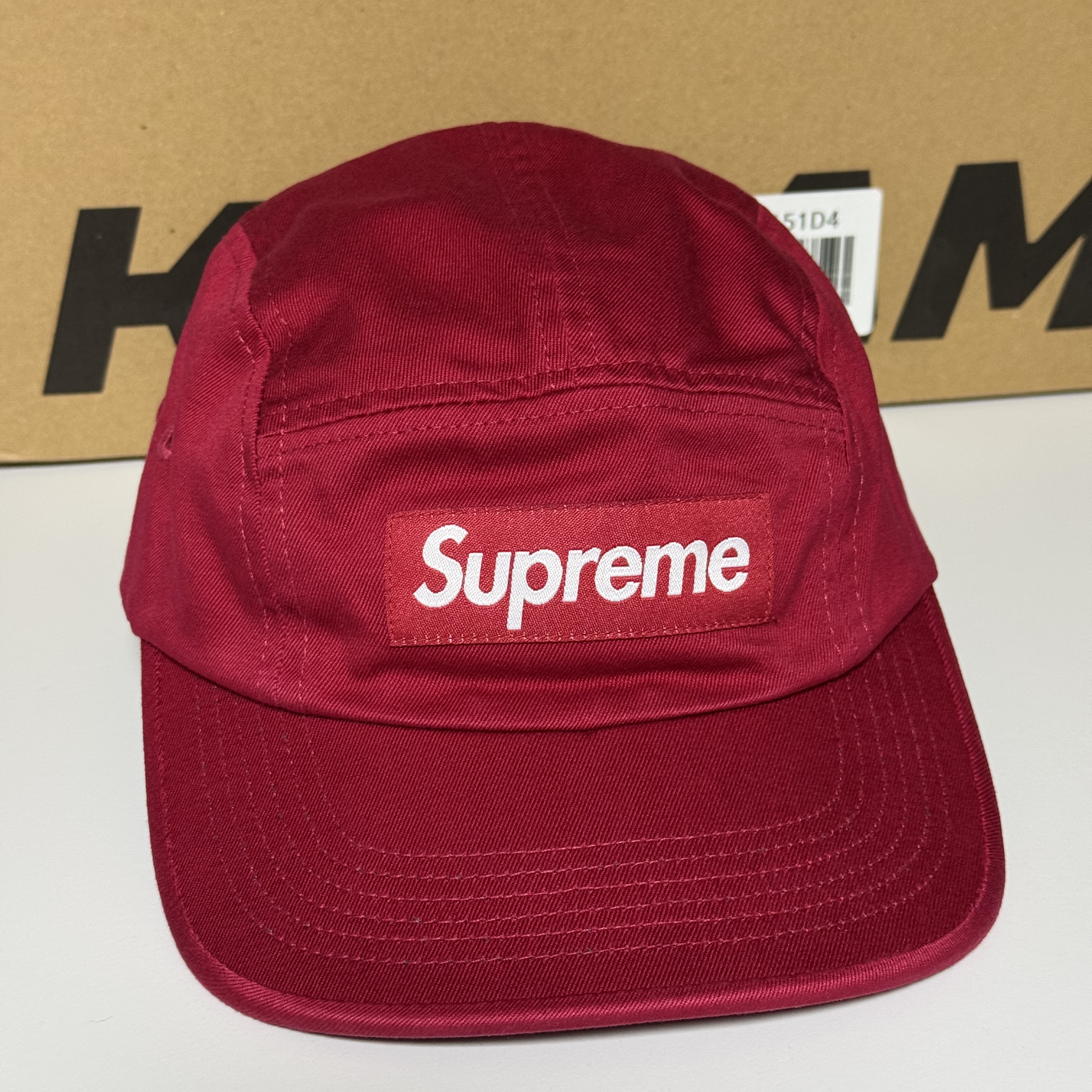 Supreme Washed Chino Twill Camp Cap Red - 25SS 착용 스타일 - 3