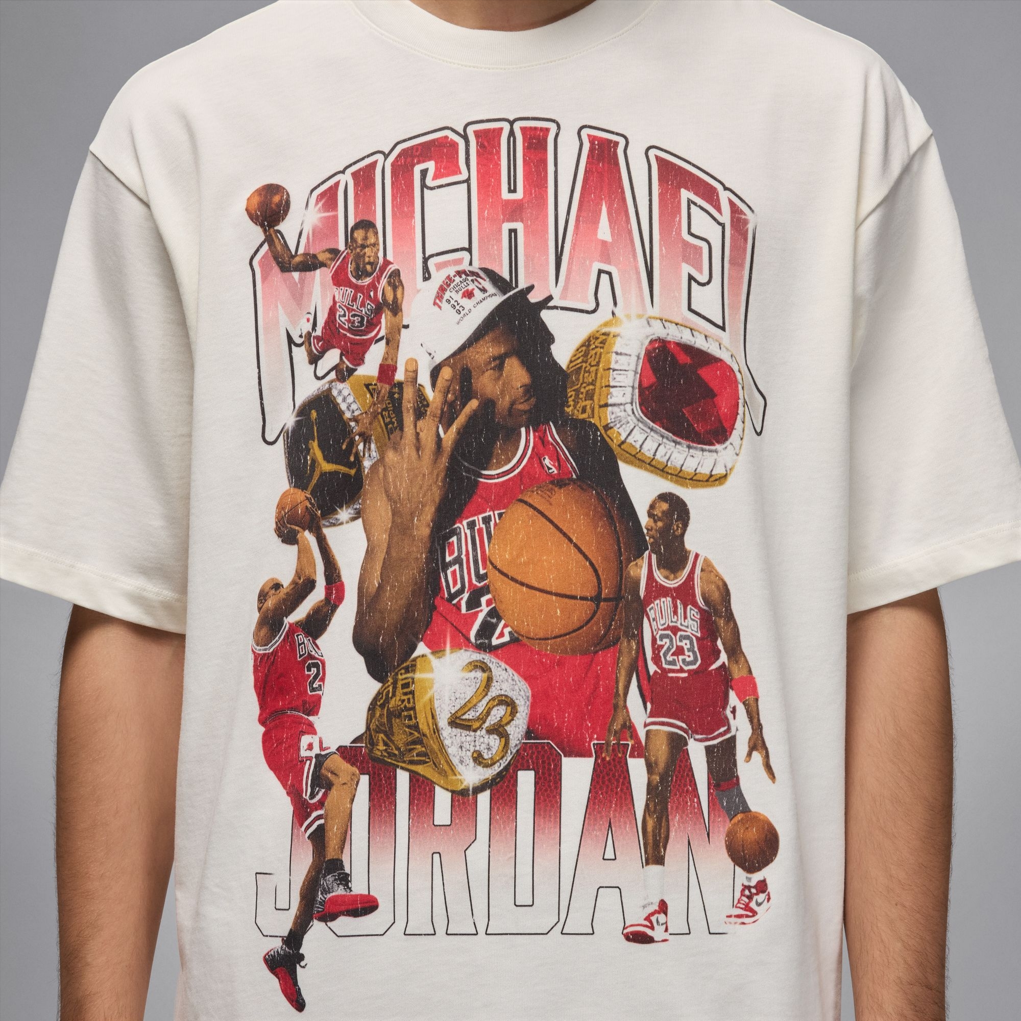 Jordan Flight Essentials Oversized T-Shirt Sail Varsity Red - Asia 착용 스타일