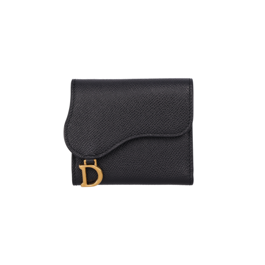 ITFFIN4OIM4Q DIOR Saddle Lotus Wallet Grained Calfskin Black