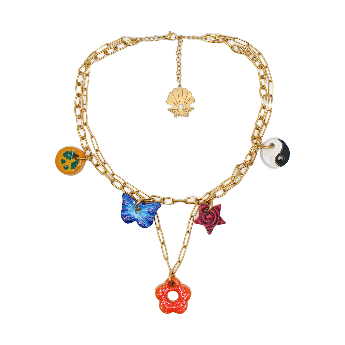 산시 죠니 넥클리스 헨드메이드 클레이 참