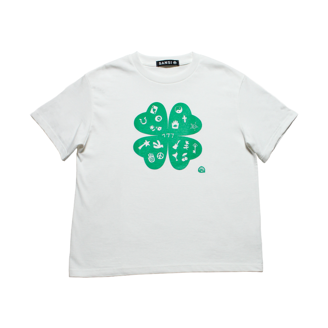 산시 럭키클로버 티셔츠 미디엄 화이트(SANSI Lucky Clover T-Shirts M White)