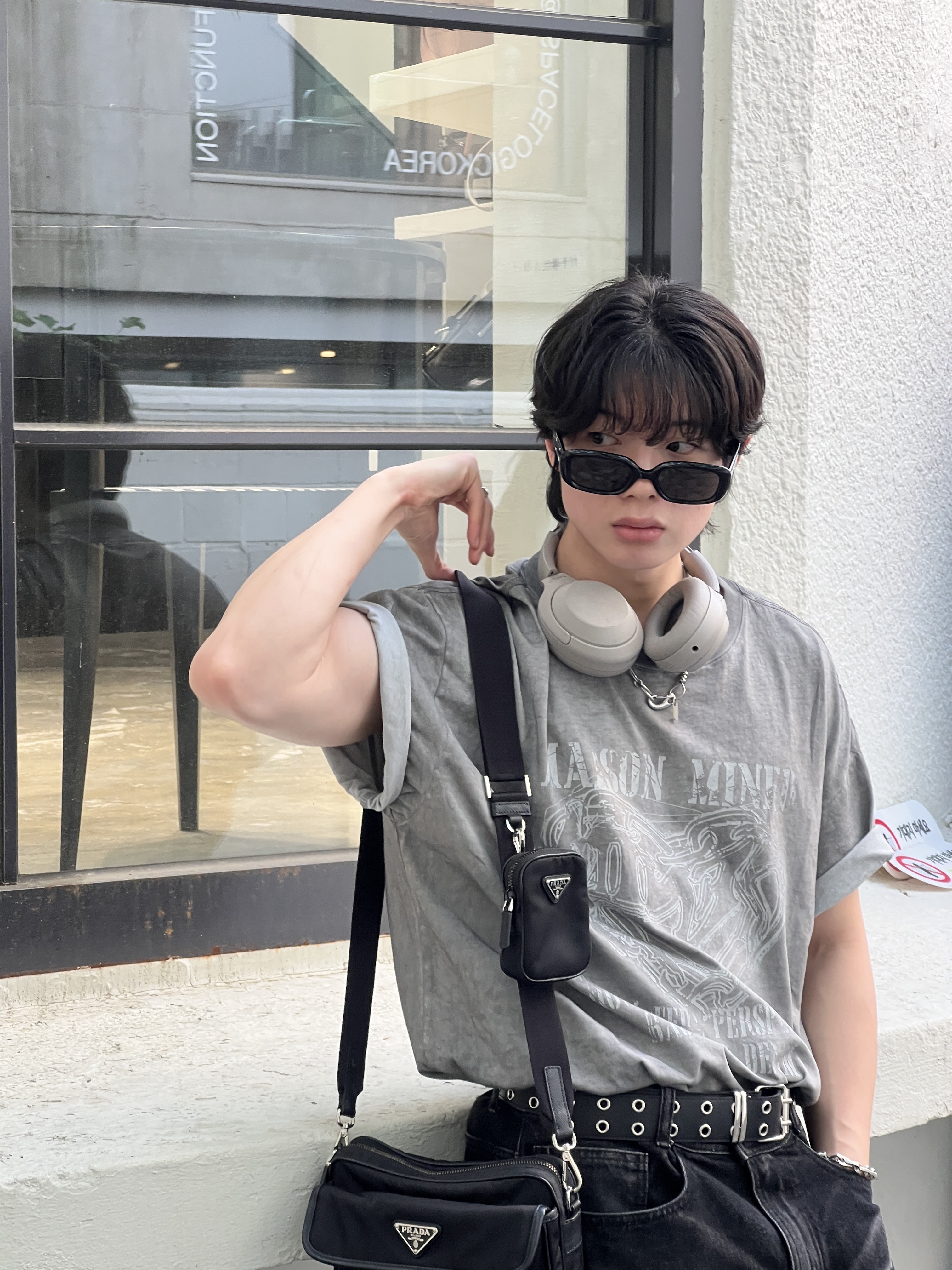 Gentle Monster x Maison Margiela MM106 Leather Black Black, Converse x Drkshdw DBL Drkstar Overdye Chuck 70 Hi Concrete ์ฐฉ์ฉ ์คํ์ผ - 2