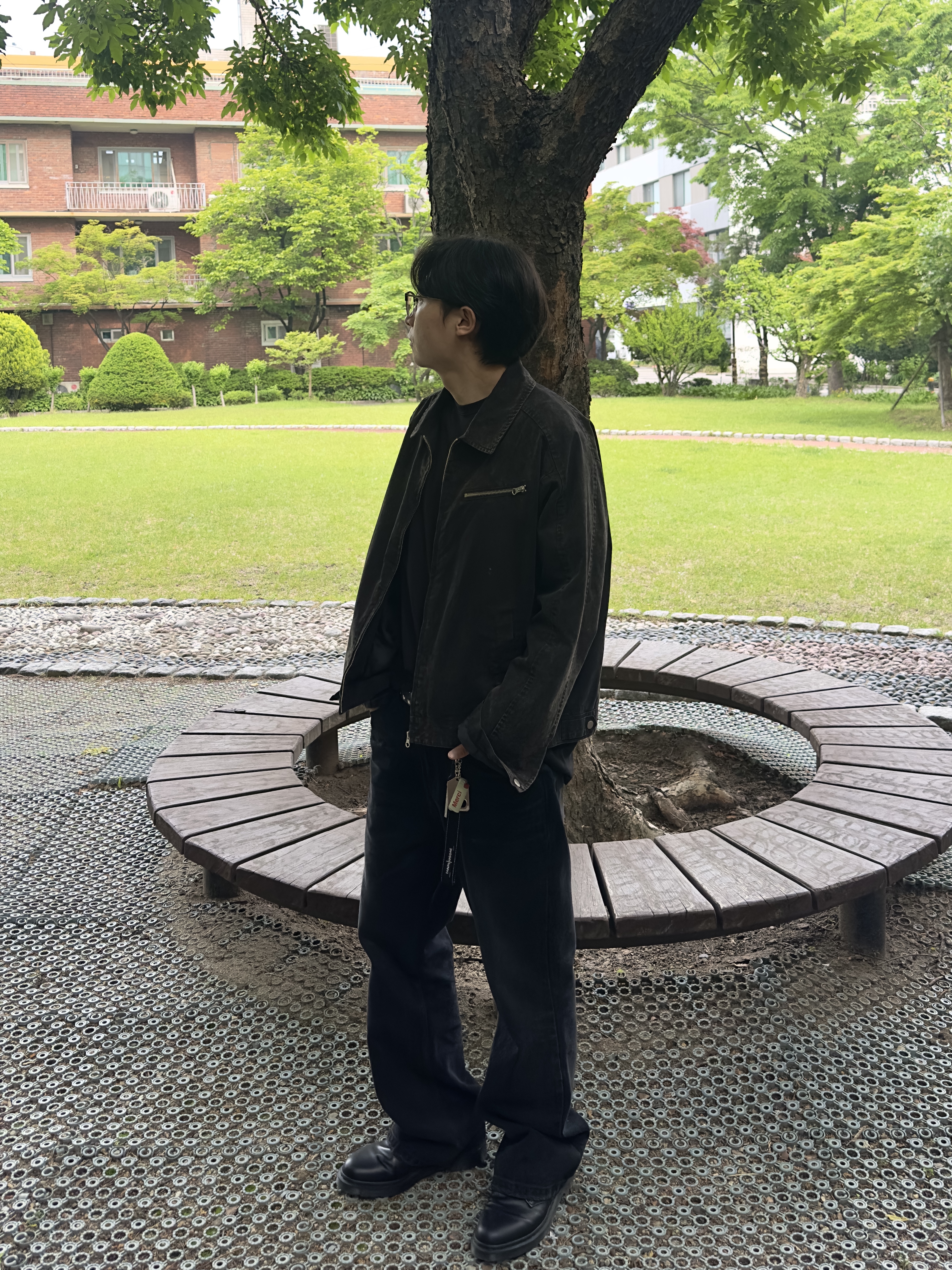 Dr. Martens 1461 Mono Black, Permanent Archive Vintage Washing Jacket Black 착용 스타일 - 1