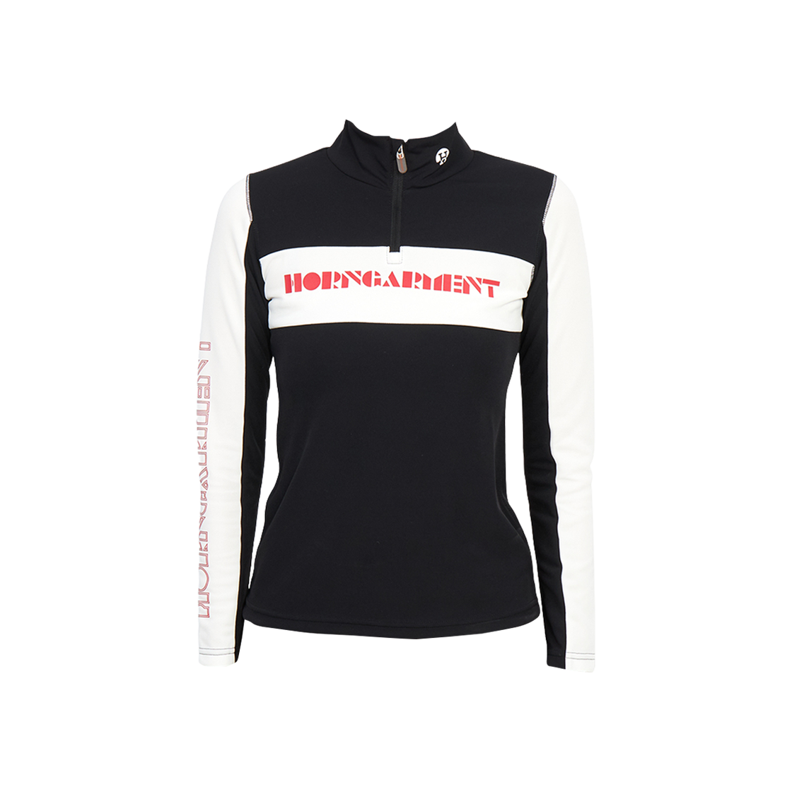 HCW-2C-AU01 (W) Horn Garment Trans Half Zip Up Golf Wear Long Sleeve T-Shirt Black