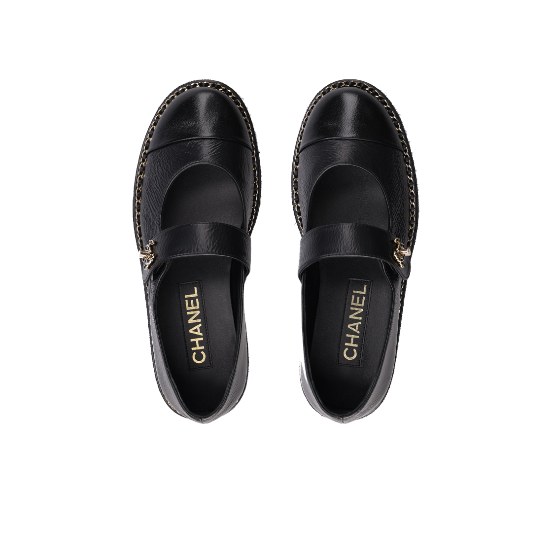 ITSCI38KEW4K Chanel Mary Jane Flat Shoes in Black Lambskin, Size 36 - #5