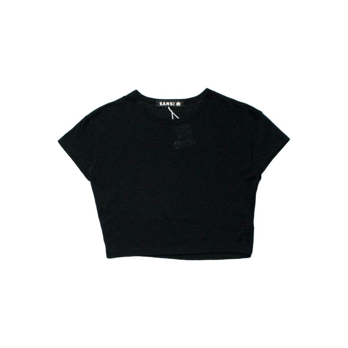 산시 쉘로고 크롭 티셔츠 블랙(SANSI Shell Logo Crop T-Shirts Black)