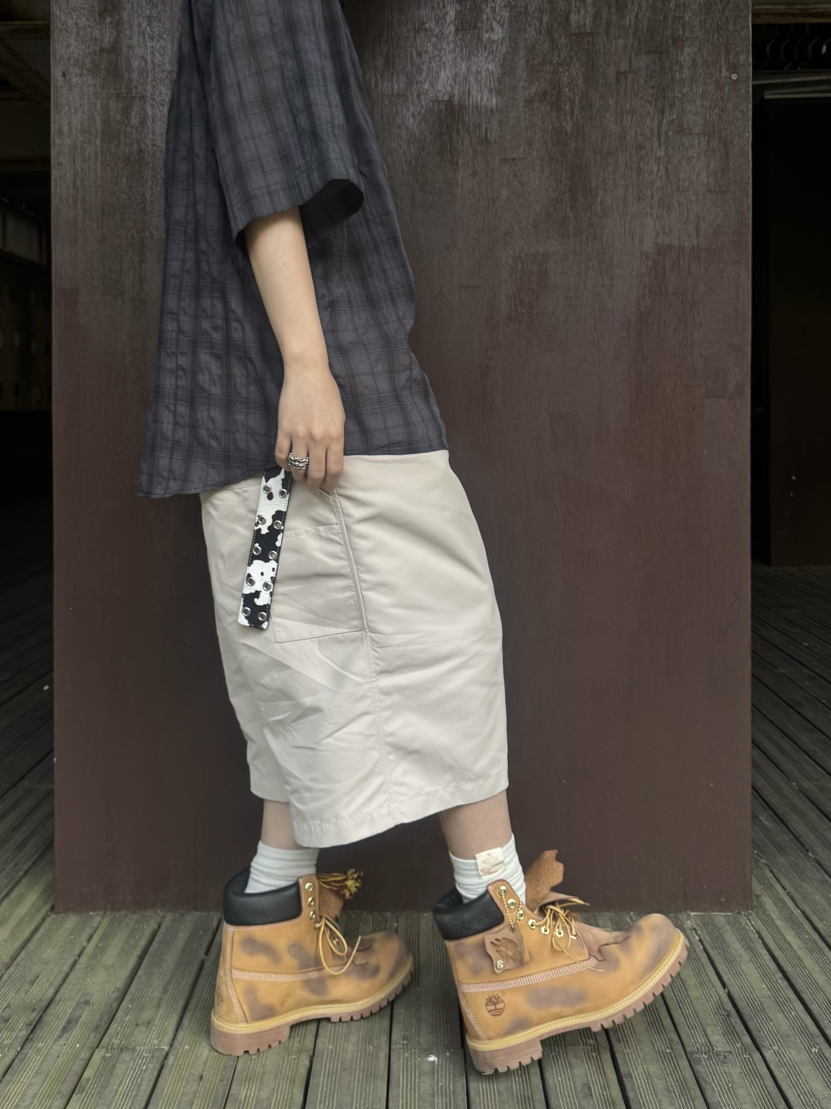 Kamien x MJD Double Hole Belt Oreo Calf Hair, Timberland x Surgery 6 inch Boot Yellow - Wide 착용 스타일 - 2