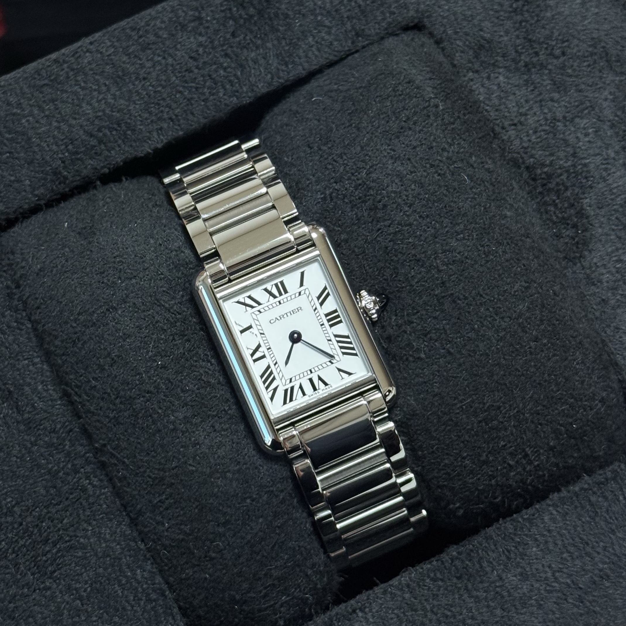Cartier Tank Must Watch Small Quartz Steel Bracelet Steel 착용 스타일 - 2