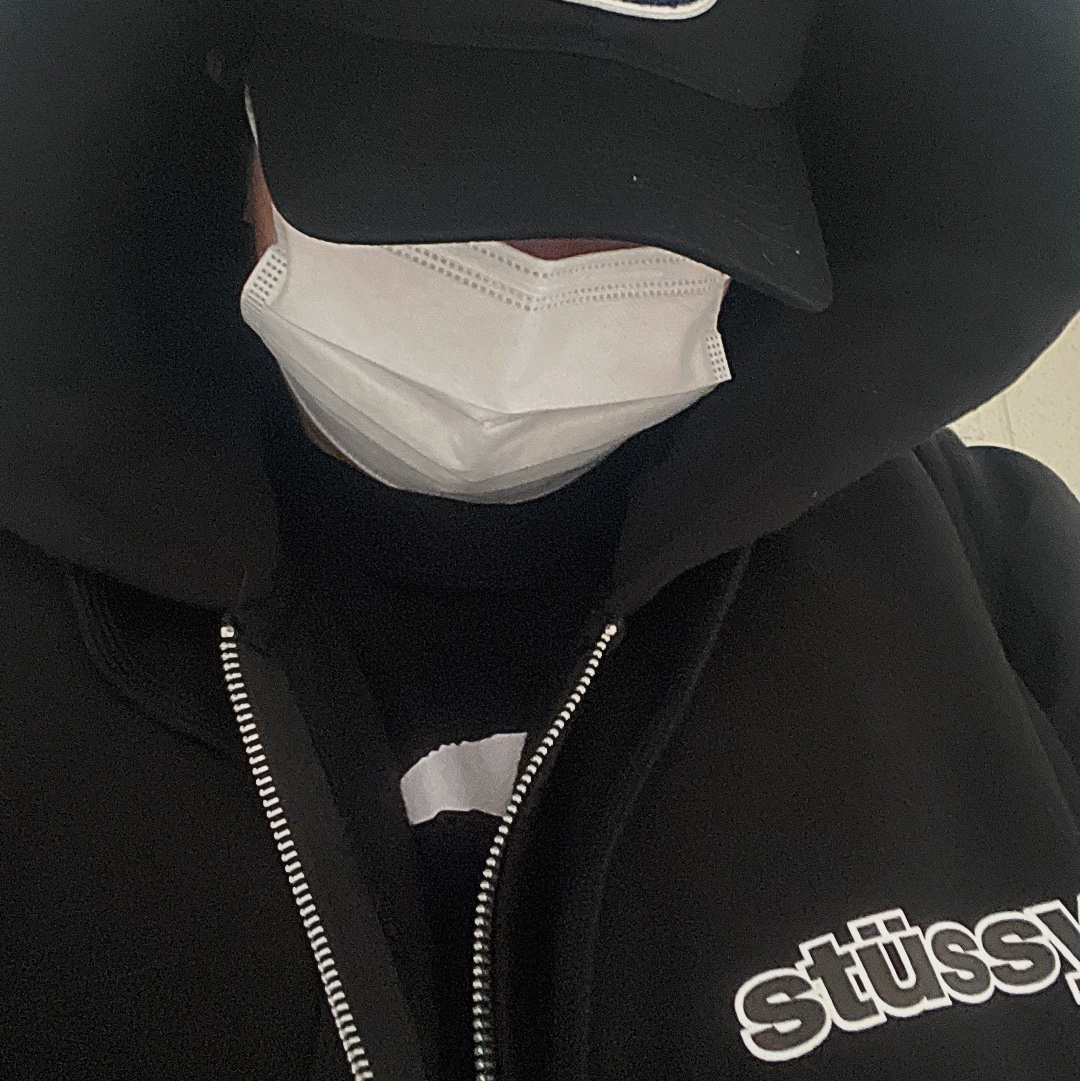 Stussy SS Link Zip Hoodie Black, Mischief Rhombus Washed Basic T-Shirt Washed Black 착용 스타일 - 1