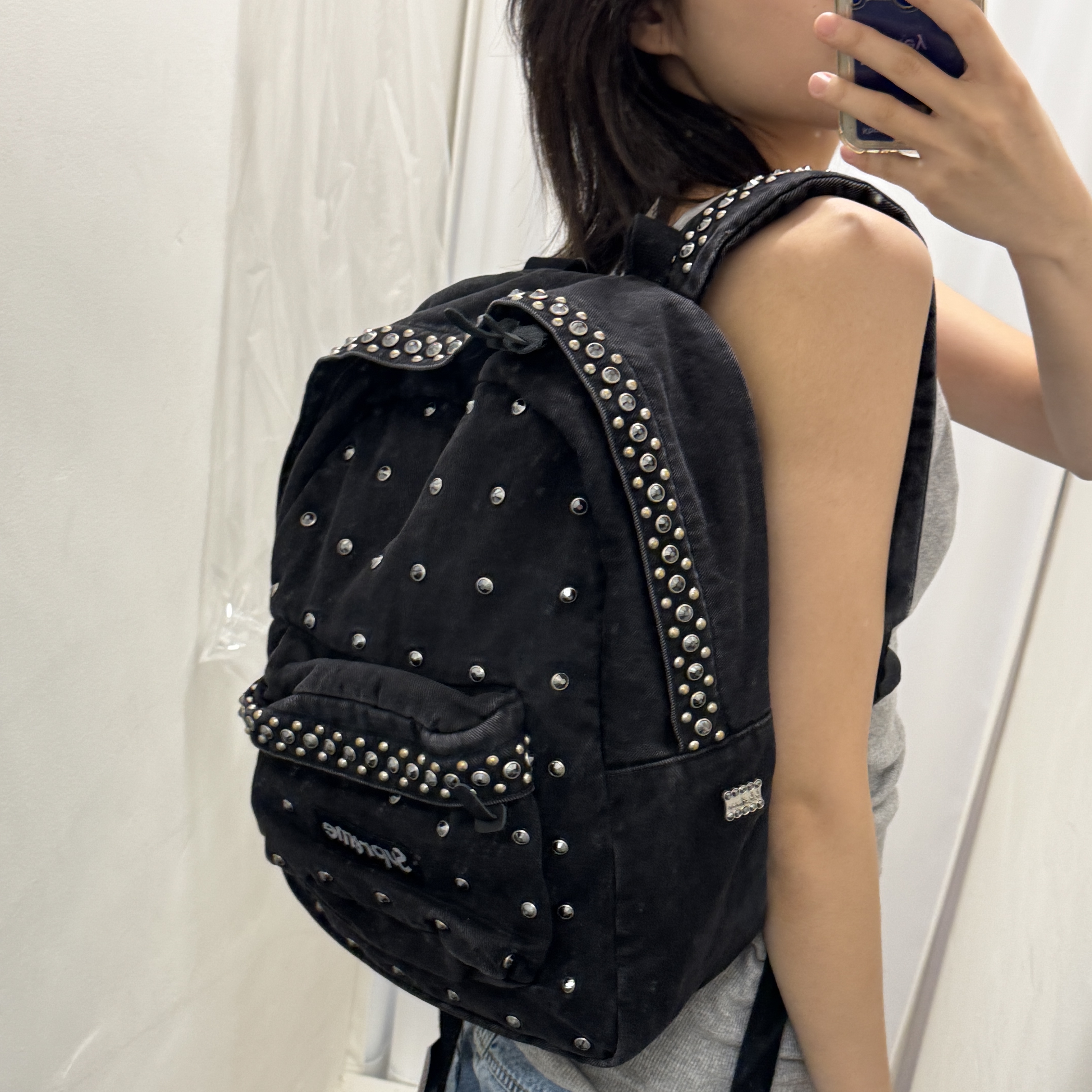 Supreme x B.B. Simon Denim Backpack Washed Indigo - 25SS, Stussy Swirly S Chain Sterling Silver 착용 스타일 - 7