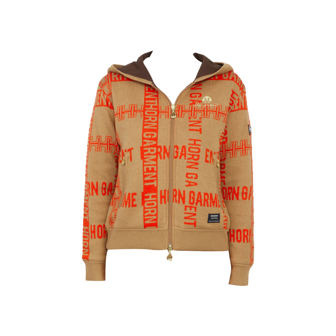 HSW-2C-AB07 (W) Horn Garment Pyro Merino Wool Hoodie Camel