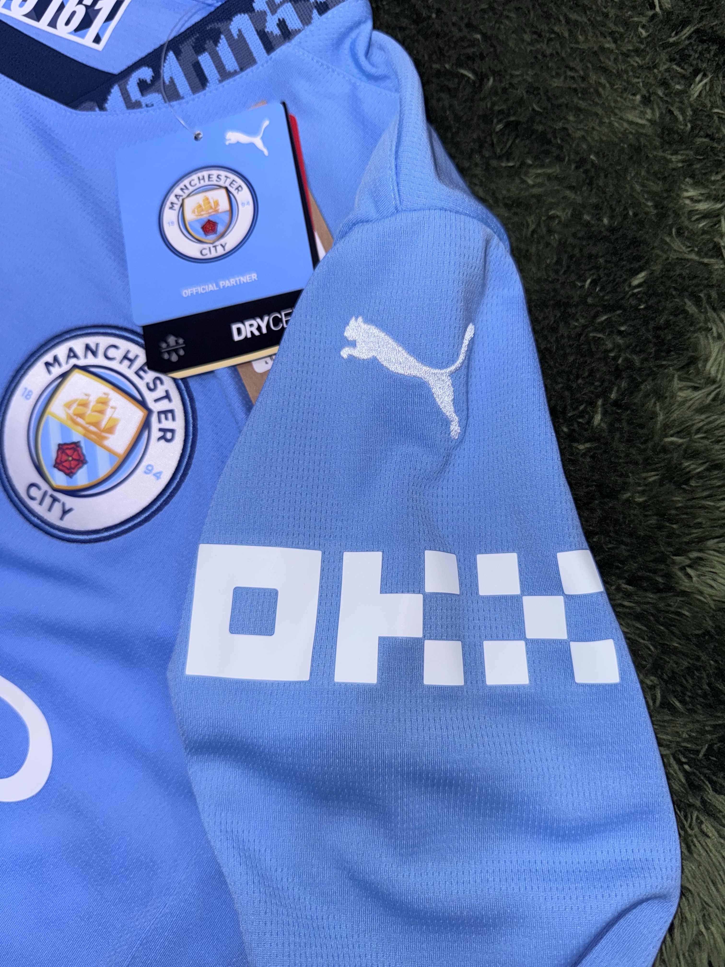 (Kids) Puma MCFC 2024/25 Home Replica LS Jersey Team Light Blue Marine Blue (Non Marking Ver.) 착용 스타일 - 4