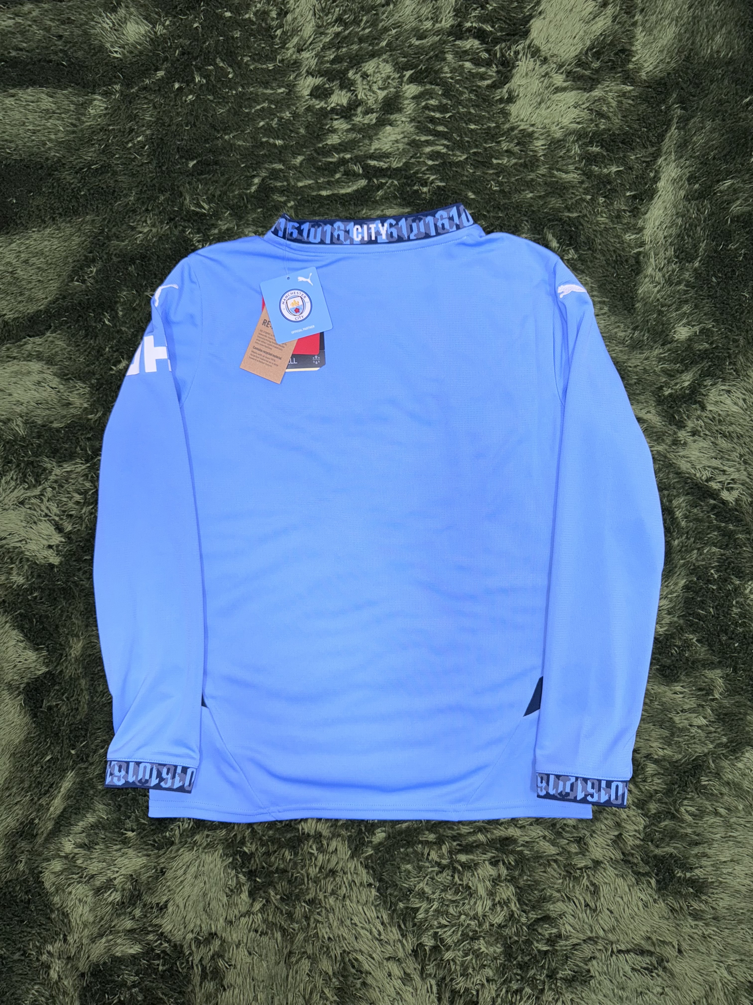 (Kids) Puma MCFC 2024/25 Home Replica LS Jersey Team Light Blue Marine Blue (Non Marking Ver.) 착용 스타일 - 6