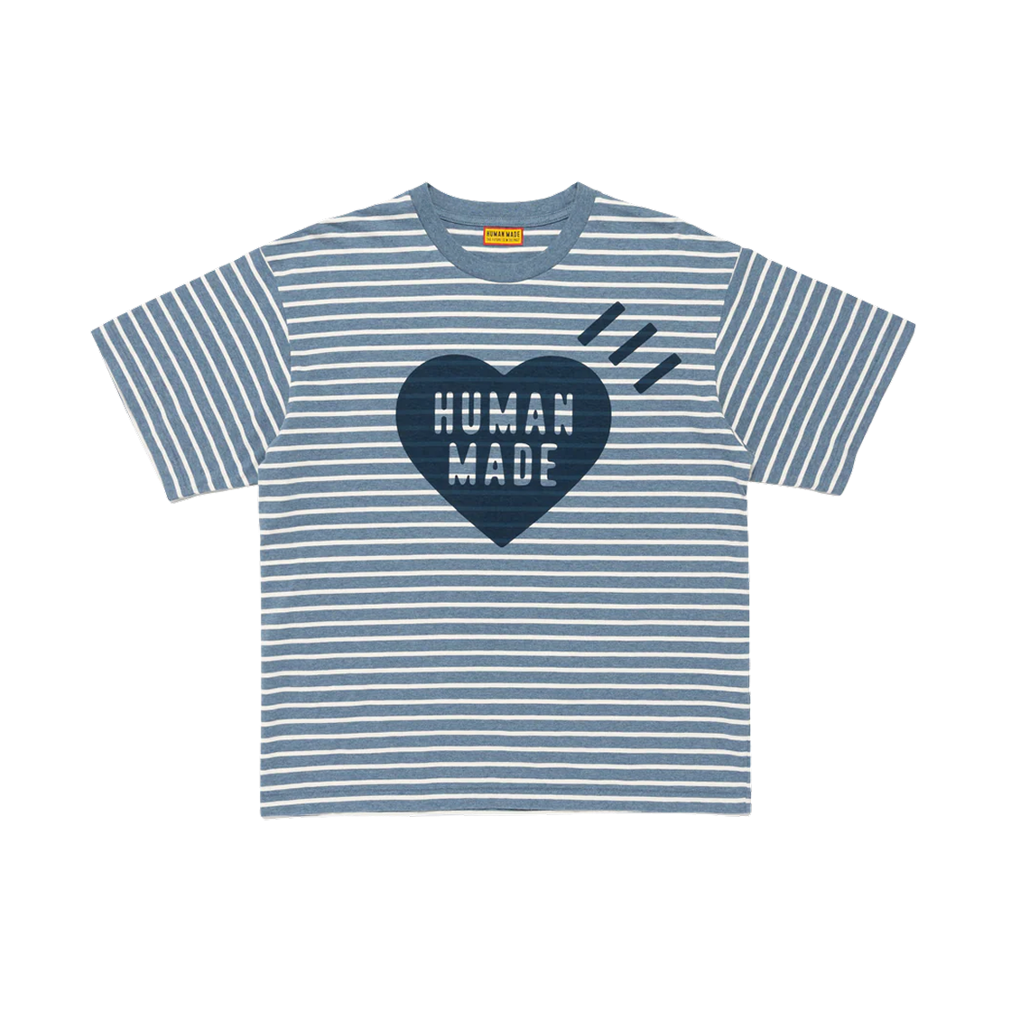 휴먼 메이드 하트 스트라이프 티셔츠 블루(Human Made Heart Striped T-Shirt Blue)