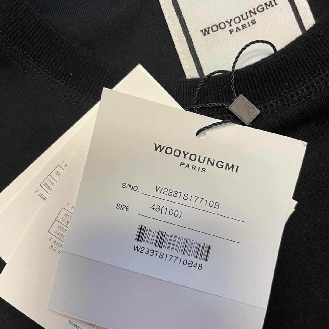 Wooyoungmi Cotton Back Logo Long Sleeve T-Shirt Black - 23FW 착용 스타일