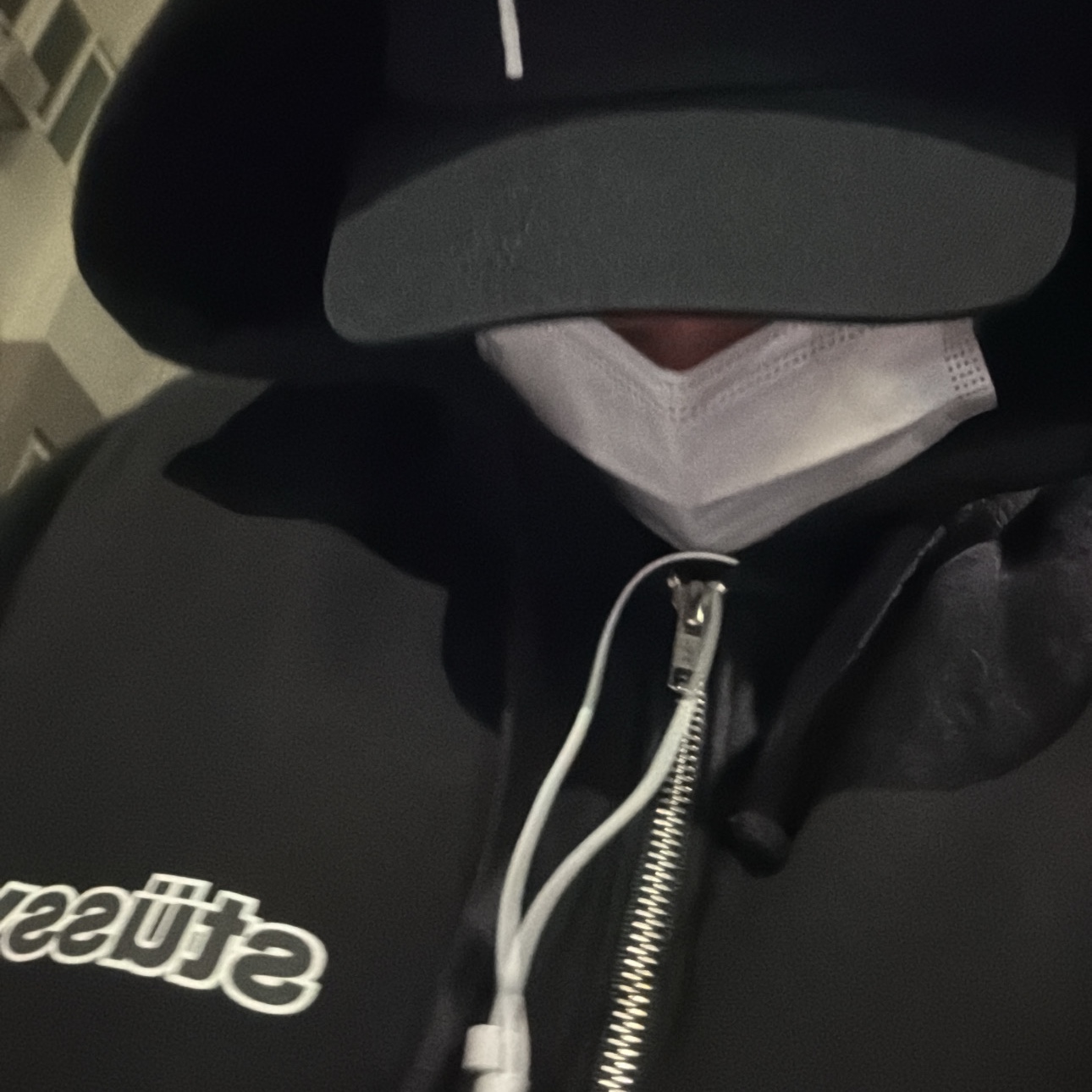 Stussy SS Link Zip Hoodie Black, Mischief Rhombus Washed Basic T-Shirt Washed Black 착용 스타일 - 2