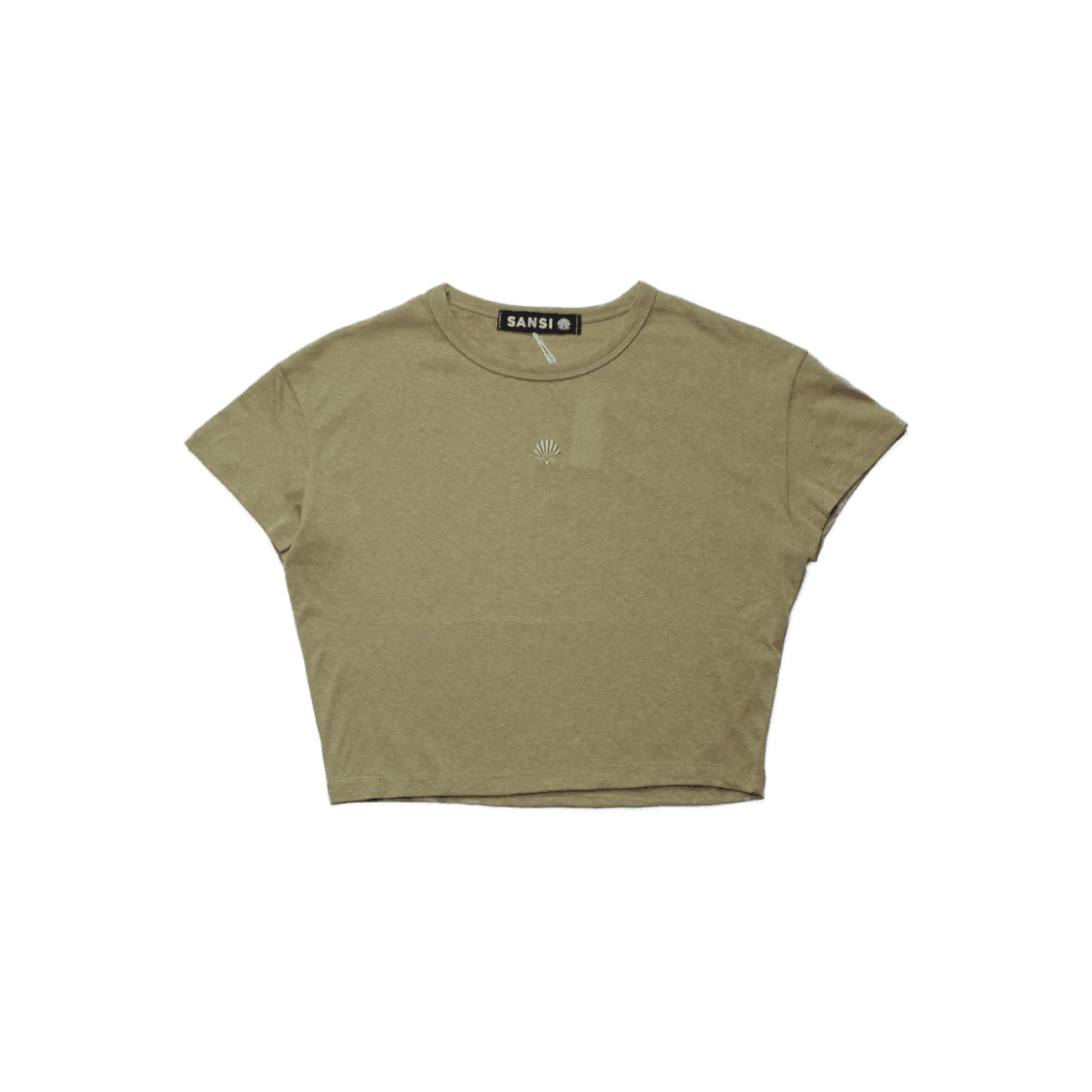 산시 쉘로고 크롭 티셔츠 올리브(SANSI Shell Logo Crop T-Shirts Olive) - 1